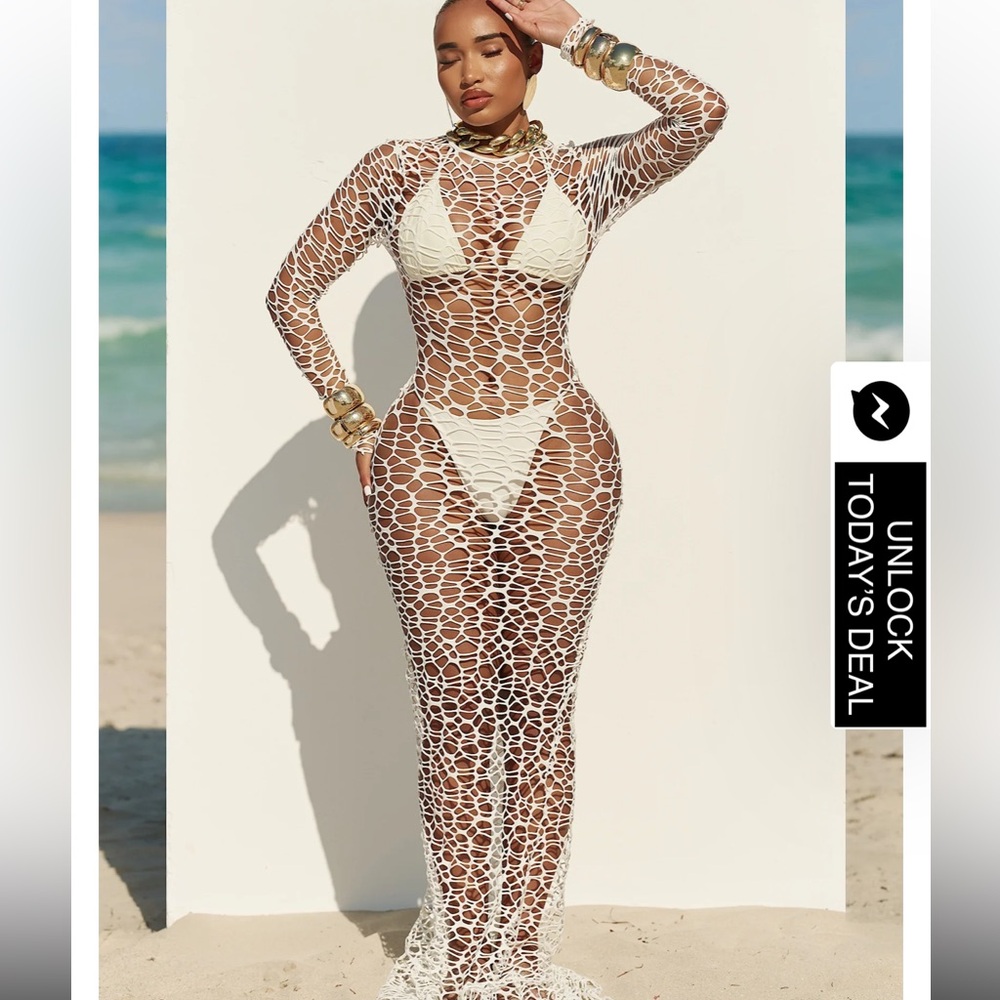 Chic White Crochet Beach Cover-Up